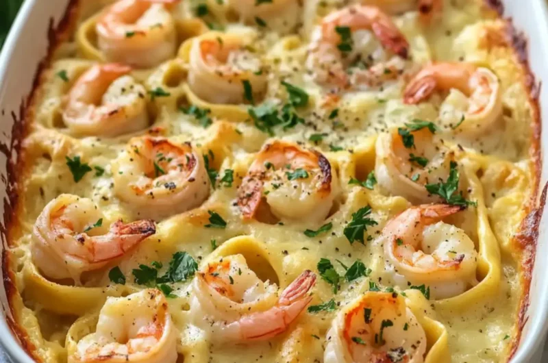 Shrimp Scampi Tortellini Bake