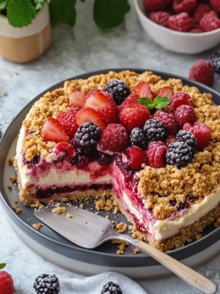 Delicious Upside-Down Red Berry Cheesecake Crumble Revealed 3 Upside-Down Red Berry Cheesecake Crumble