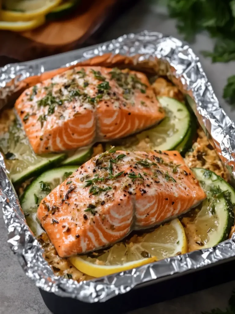 Creamy Garlic Herb Seafood Foil Packs – Easy Salmon Steaks Delight
