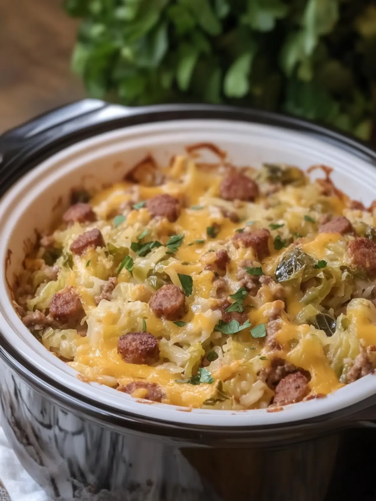 Savory Crockpot Cheesy Cabbage and Sausage Casserole Delight 5 Crockpot Cheesy Cabbage and Sausage Casserole