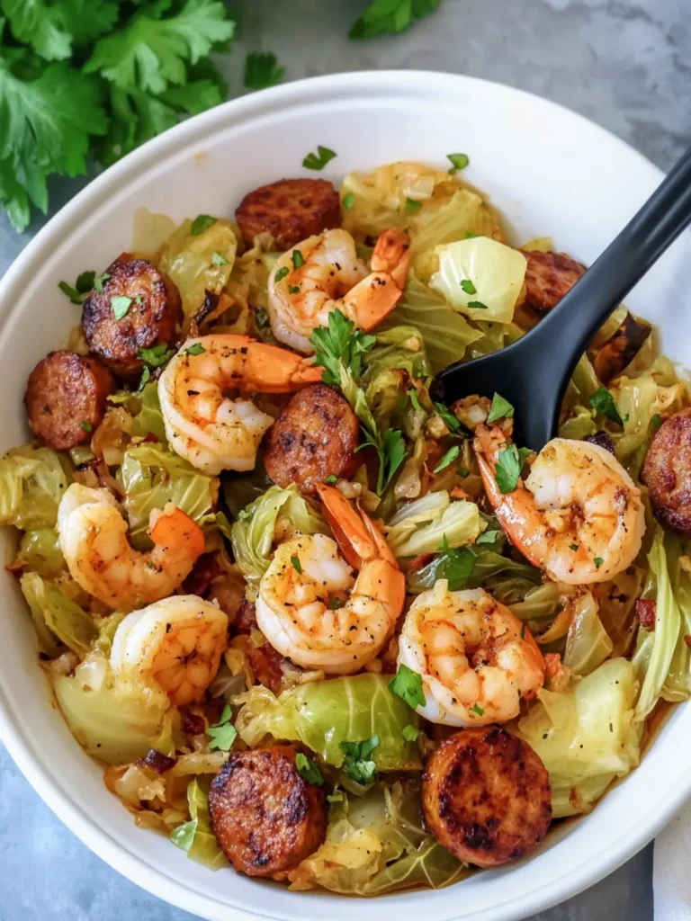 Savory Fried Cabbage with Shrimp and Sausage Delight 3 Fried Cabbage with Shrimp and Sausage