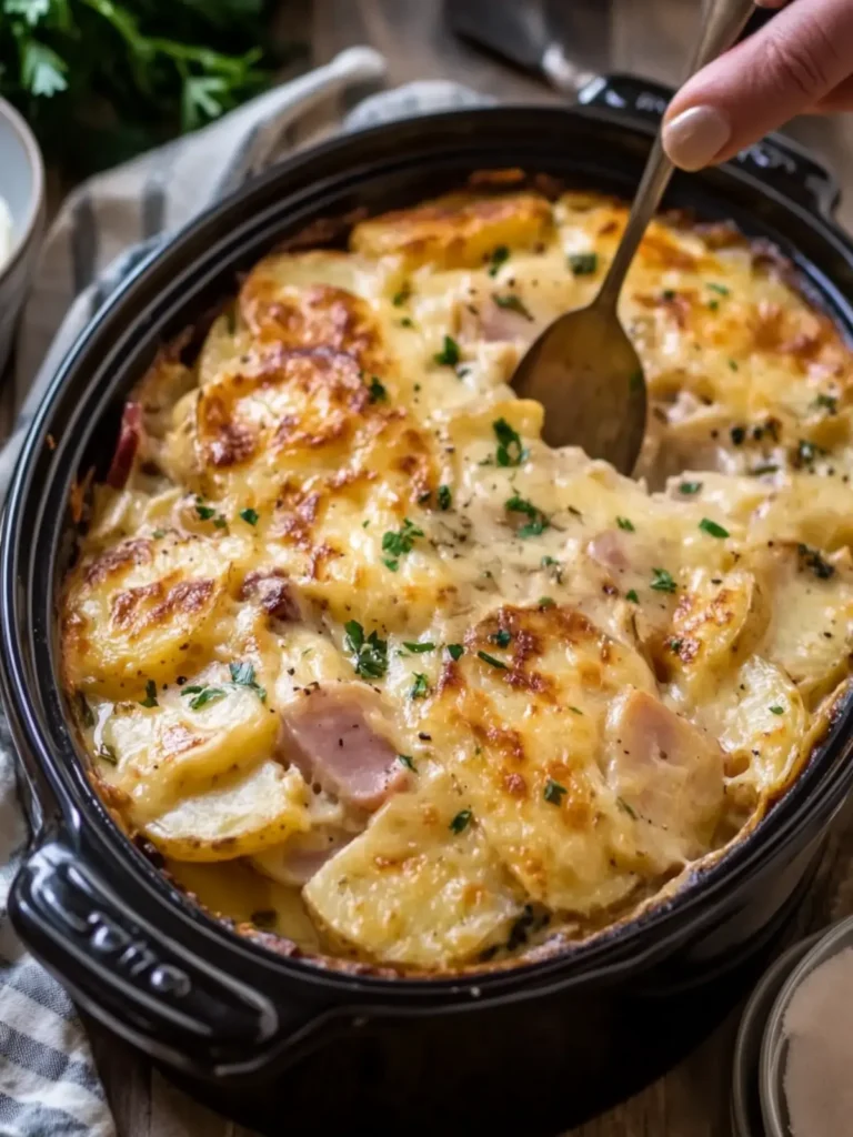 Creamy Slow Cooker Scalloped Potatoes and Chicken Ham Delight 4 Slow Cooker Scalloped Potatoes and Chicken Ham