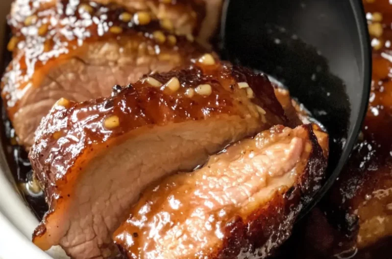 Sticky Honey Garlic Glazed Pork Tenderloin