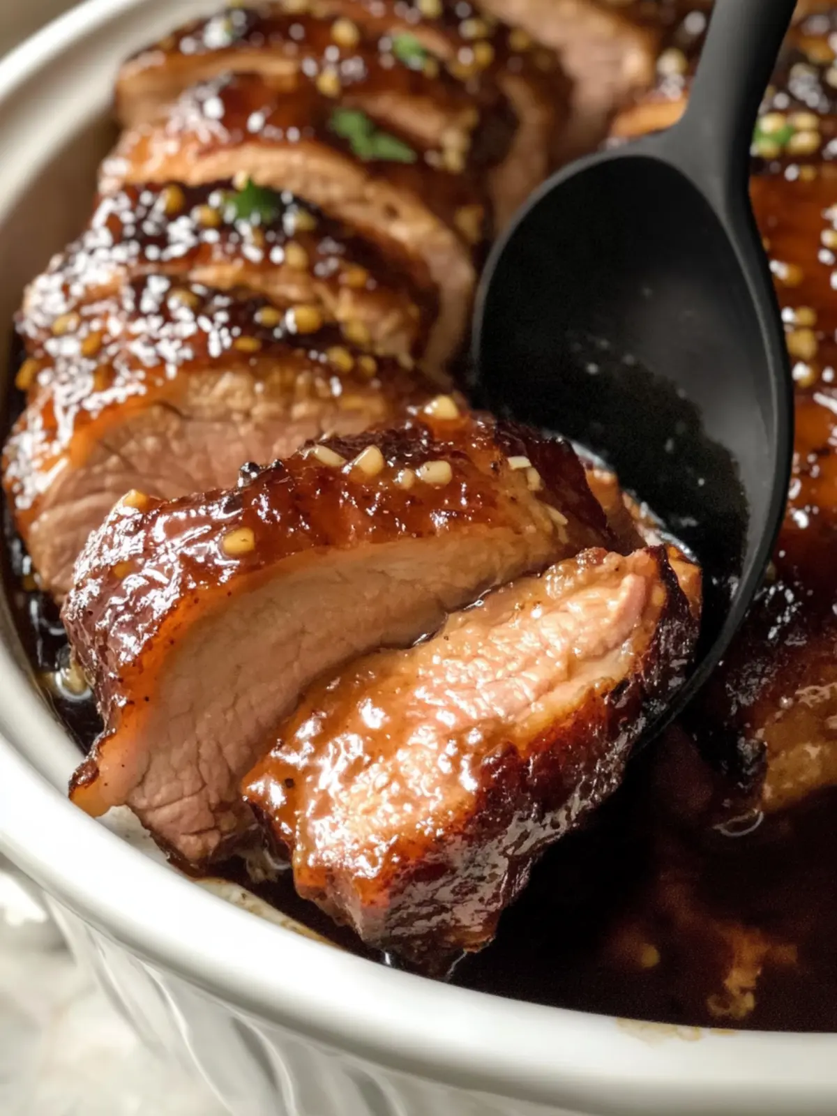 Sticky Honey Garlic Glazed Pork Tenderloin