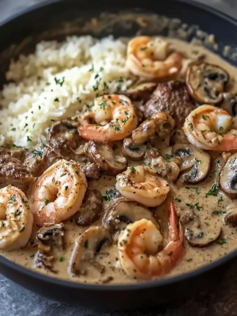 Creamy Mushroom Steak Sauce with Shrimp