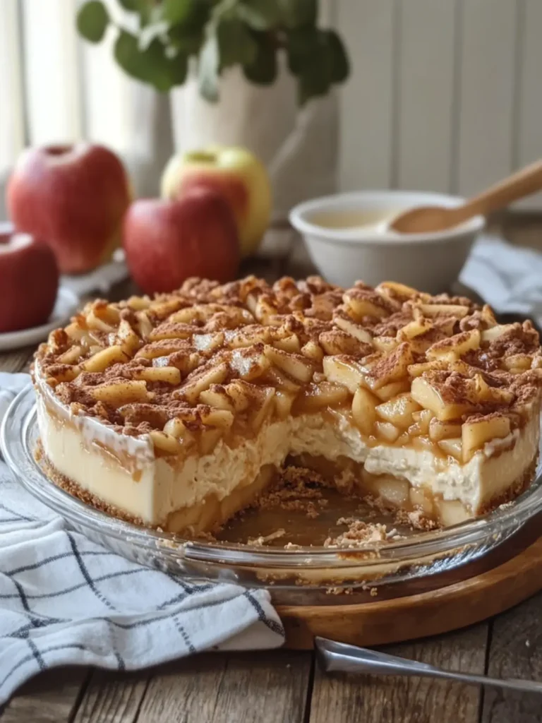 Indulge in Caramel Apple Pie Cheesecake Casserole Delight 2 Caramel Apple Pie Cheesecake with Creamy Cinnamon Vanilla Cheesecake Casserole