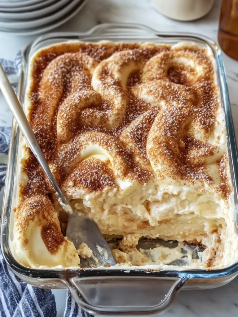 Cinnamon-Sugar Hawaiian Cheesecake Swirls in a Casserole Dish