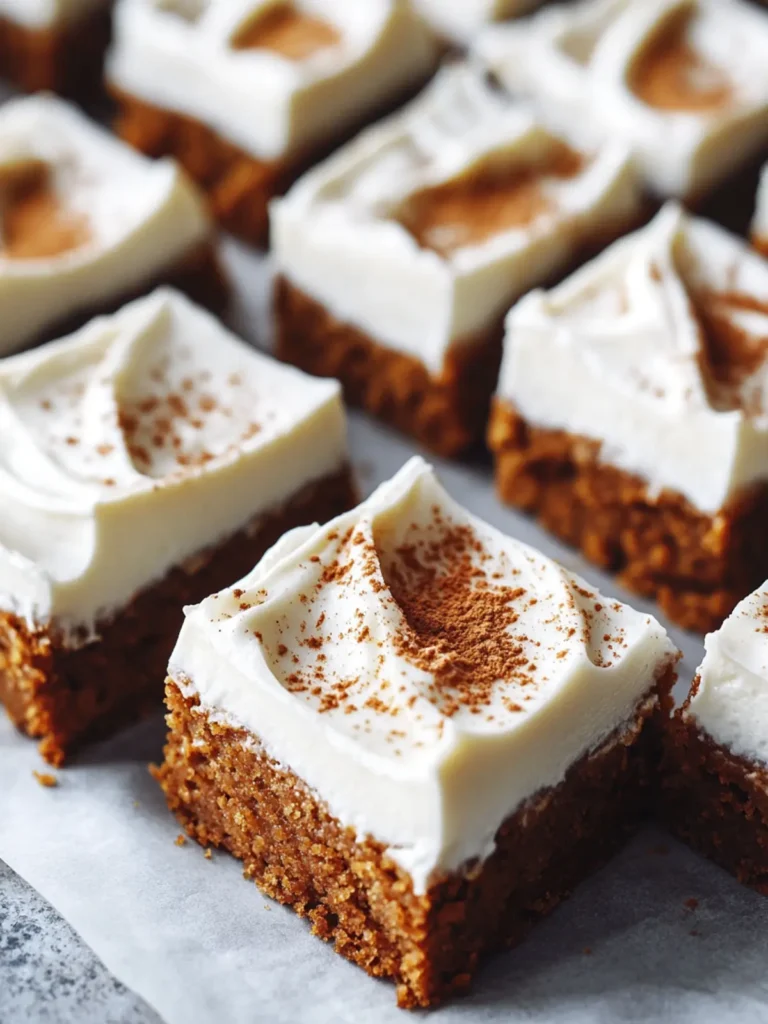 Delight in Velvety Pumpkin Spice Bars with Creamy Frosting 3 Velvety Pumpkin Spice Bars with Silky Cream Cheese Frosting