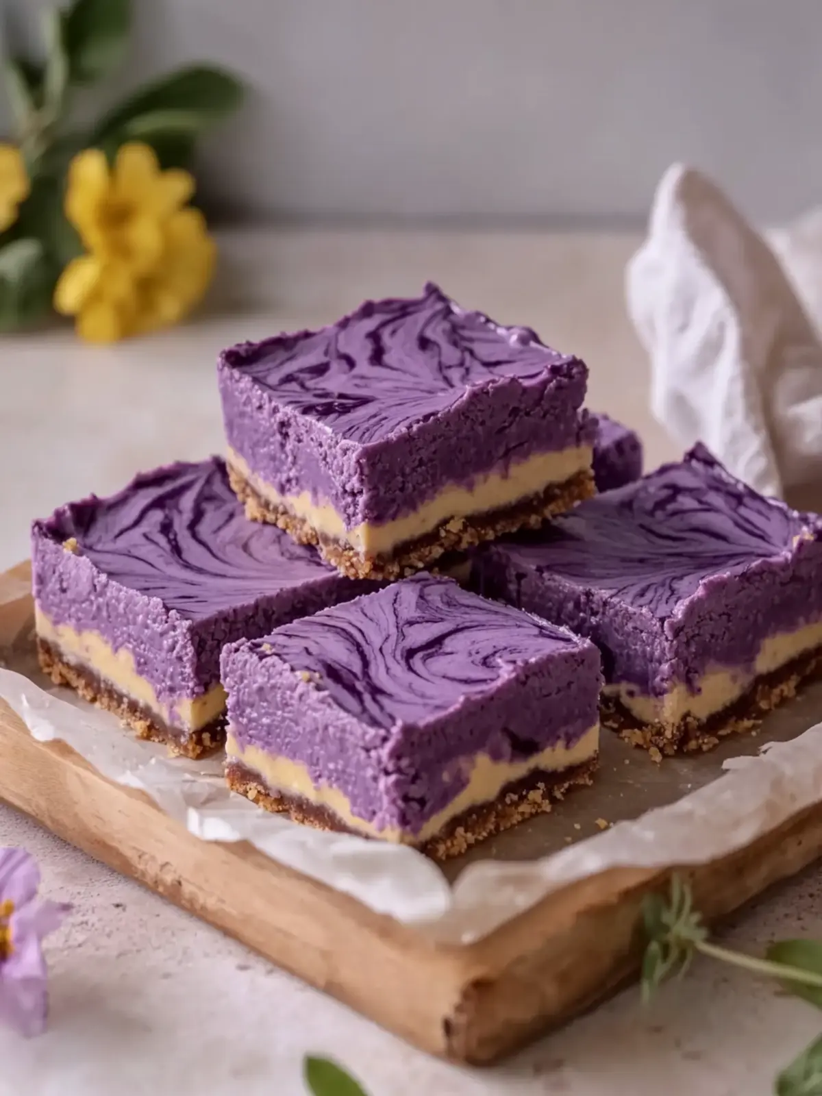 Delicious Ube Cheesecake Bars for a Sweet Vibrant Treat 5 Ube Cheesecake Bars