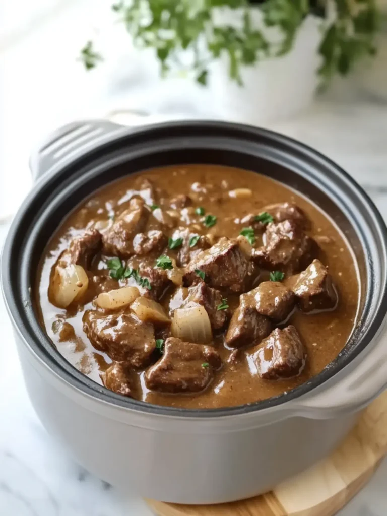 Savory Slow Cooker 5-Ingredient Beef Tips and Gravy Bliss 4 Slow Cooker 5-Ingredient Beef Tips and Gravy