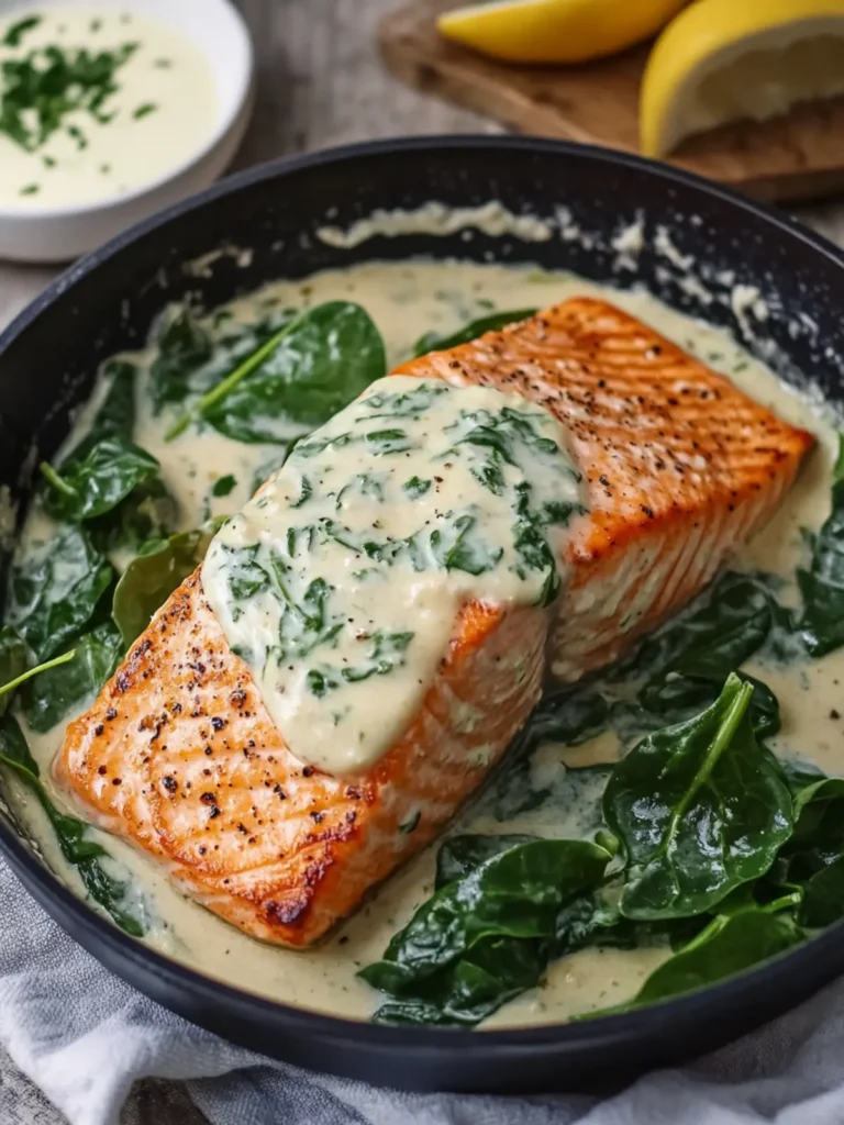 Indulge in Creamy Boursin Salmon with Spinach Tonight! 2 Creamy Boursin Salmon with Spinach