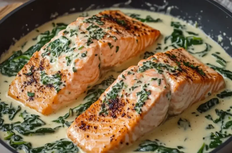Creamy Boursin Salmon with Spinach