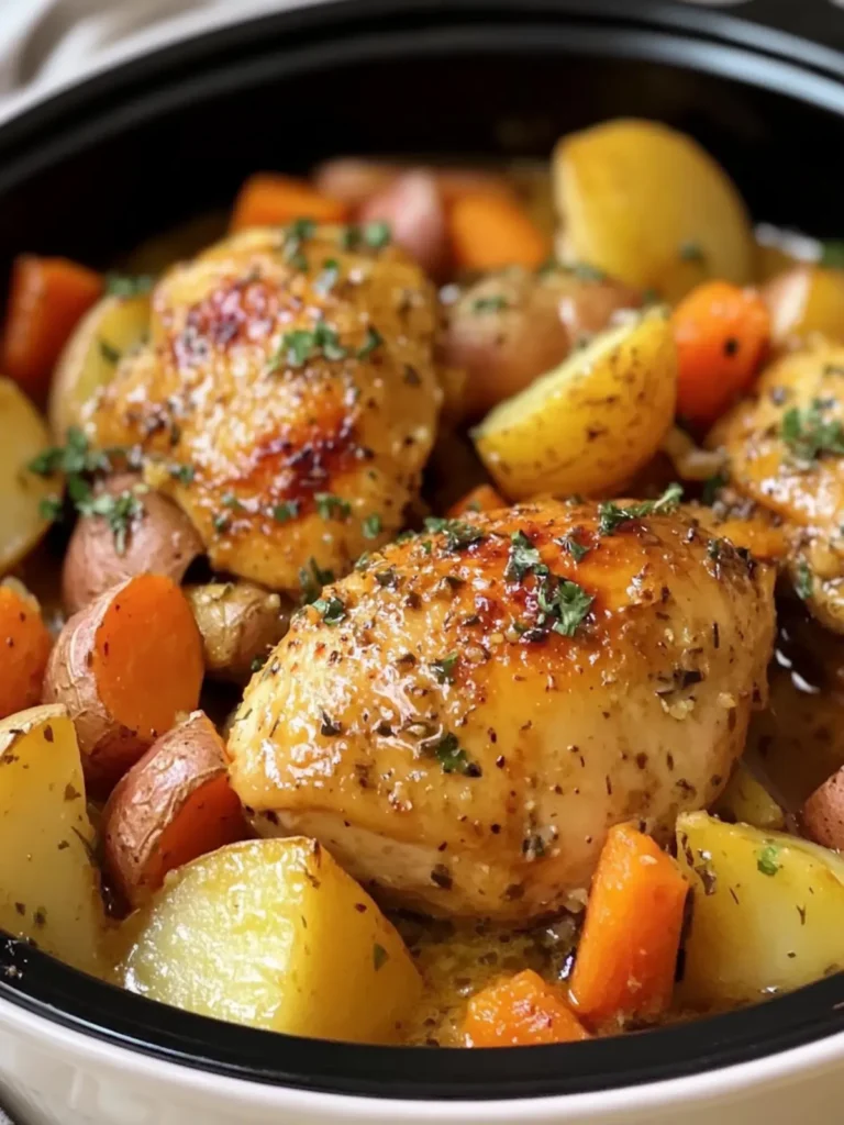Crockpot Garlic Butter Chicken with Red Potatoes & Carrots