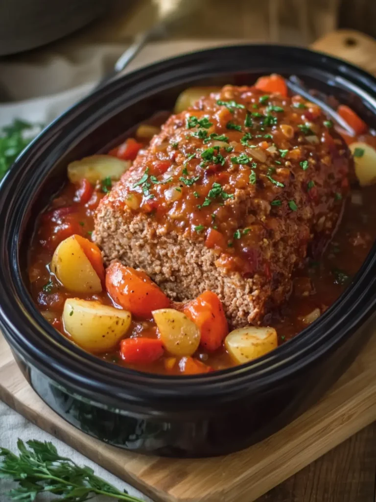 Crockpot Meatloaf with Potatoes & Veggies for Cozy Nights 2 Crockpot Meatloaf with Potatoes & Vegetables