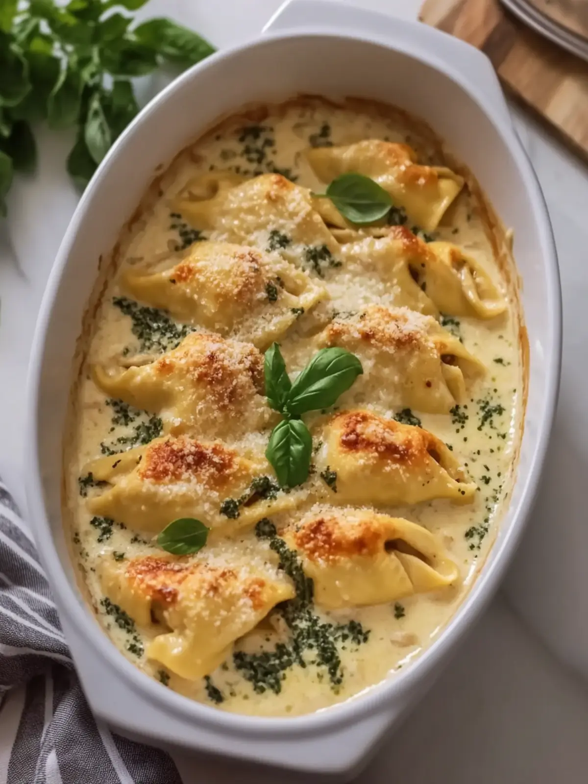 Crockpot Creamy Tuscan Chicken Tortellini