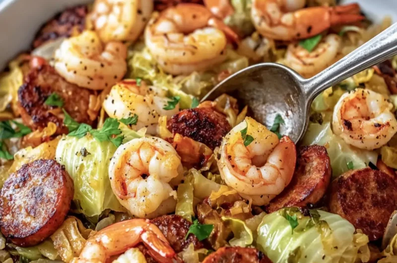Fried Cabbage with Shrimp and Sausage