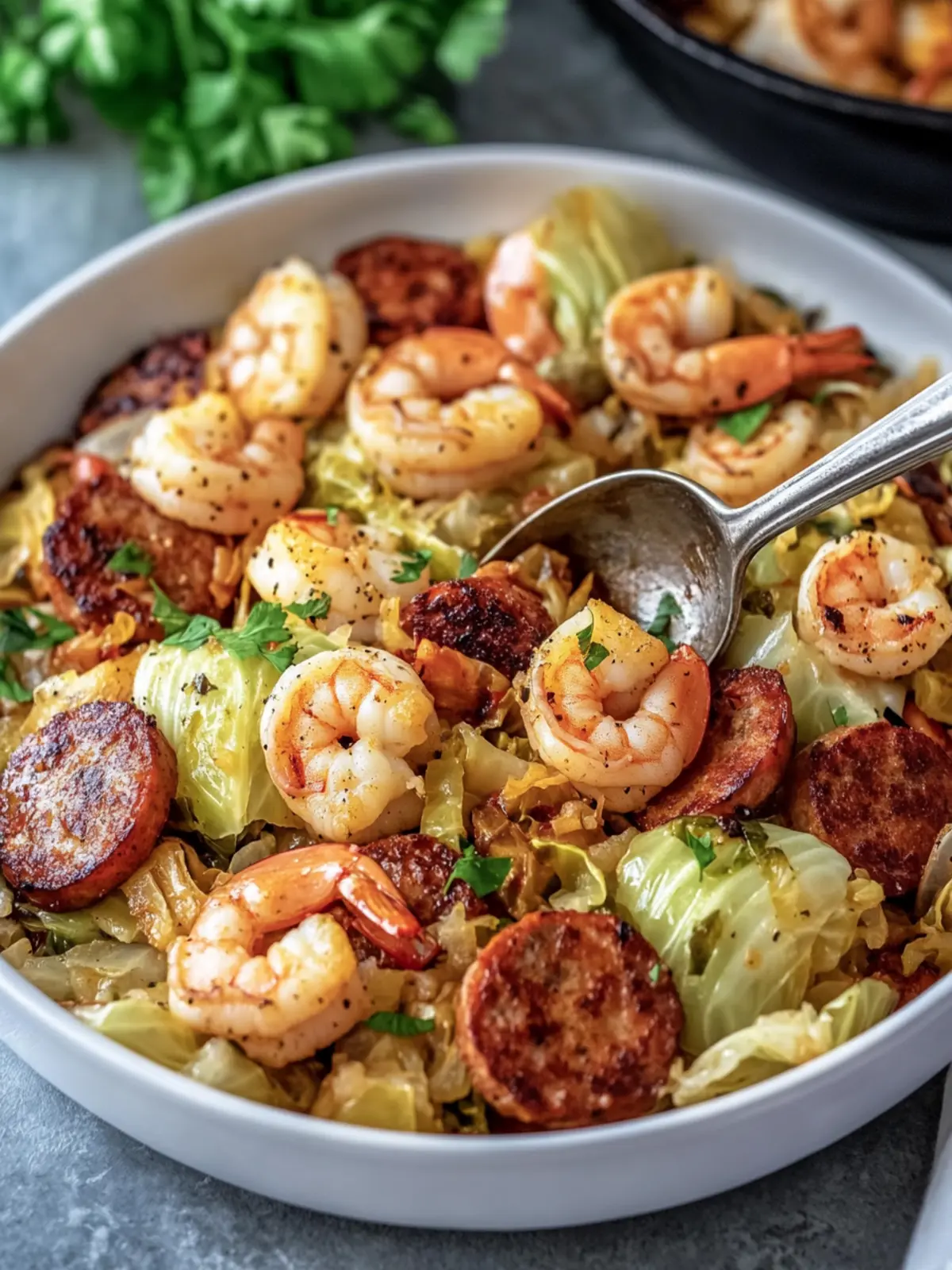 Savory Fried Cabbage with Shrimp and Sausage Delight 5 Fried Cabbage with Shrimp and Sausage