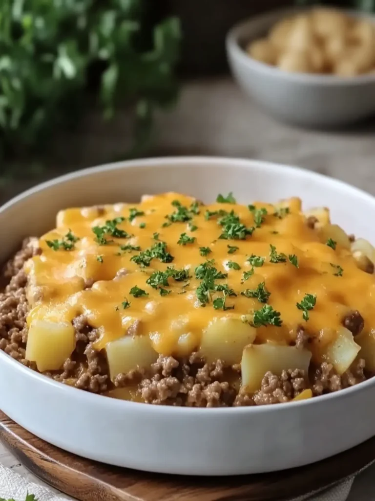 Slow Cooker Cheesy Hamburger Potato Casserole