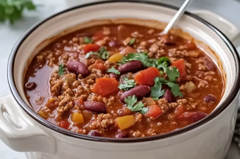 Slow Cooker Chili with Ground Beef & Beans