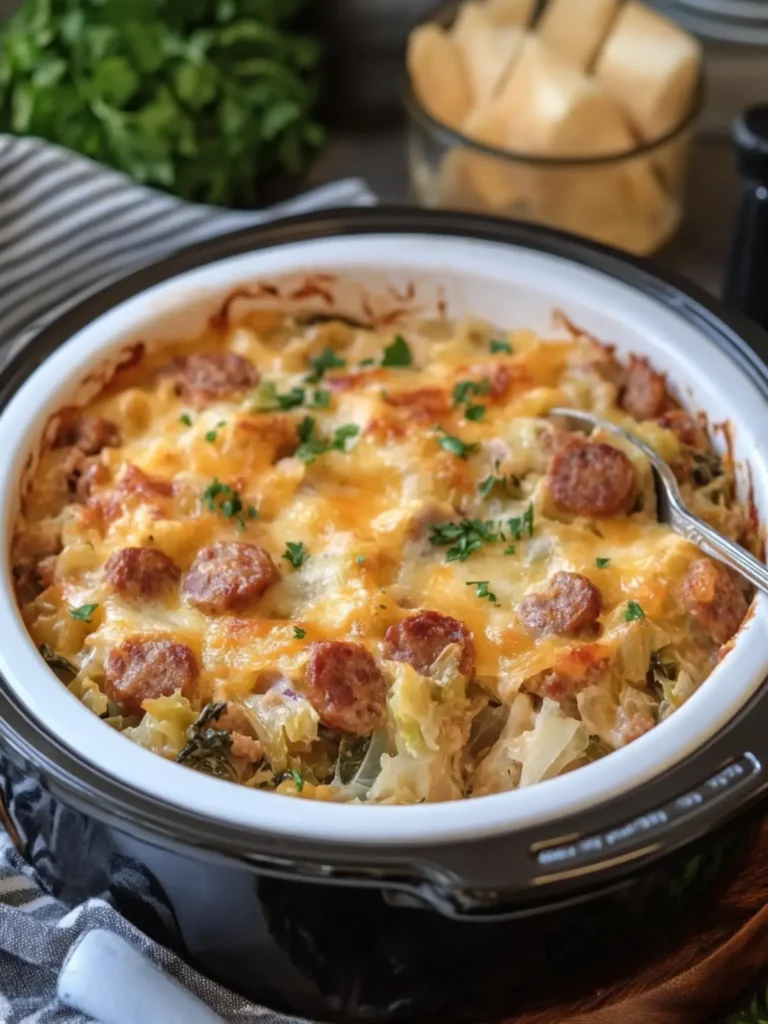 Savory Crockpot Cheesy Cabbage and Sausage Casserole Delight 3 Crockpot Cheesy Cabbage and Sausage Casserole