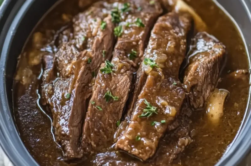 Slow Cooker Garlic Glazed Beef — Homestyle Meals