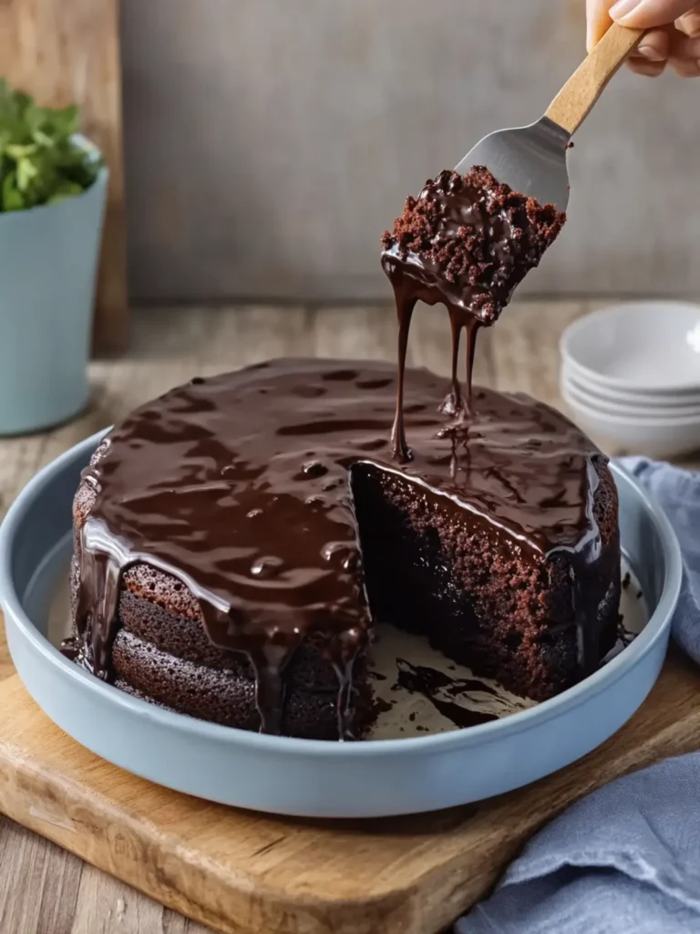 Indulge in Triple Chocolate Cake with Hot Fudge Sauce Bliss 2 Triple Chocolate Cake with Hot Fudge Sauce
