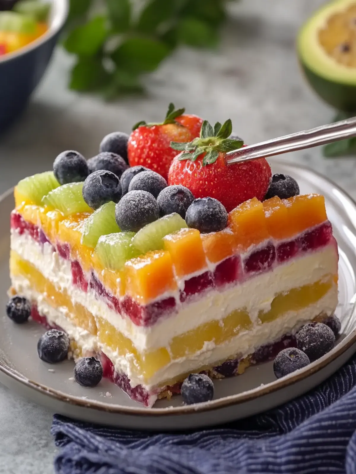 Rainbow Fruit Cheesecake Lasagna: A Colorful Summer Delight 5 Rainbow Fruit Cheesecake Lasagna
