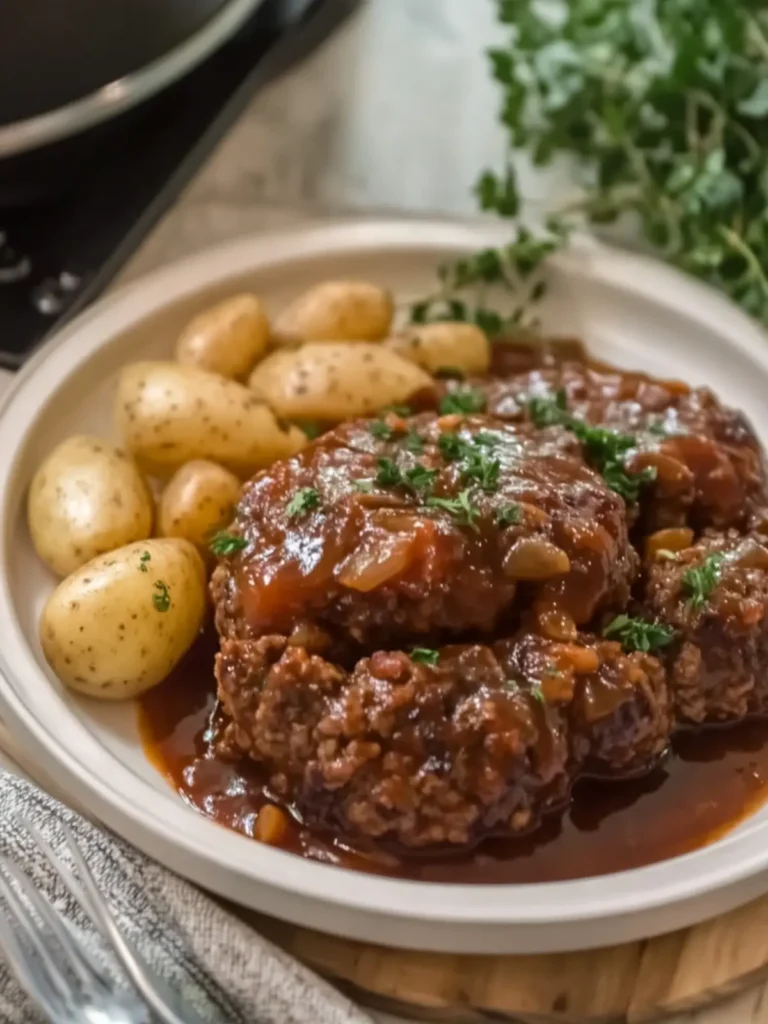 Slow Cooker Homestyle Meatloaf Patties with Tender Potatoes Easy and Delicious 4 Slow Cooker Homestyle Meatloaf Patties with Tender Potatoes