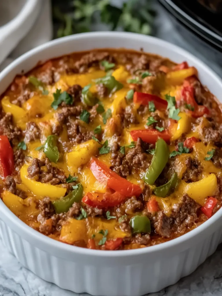 Crockpot Cheesy Beef and Pepper Casserole That Comforts You 4 Crockpot Cheesy Beef and Pepper Casserole