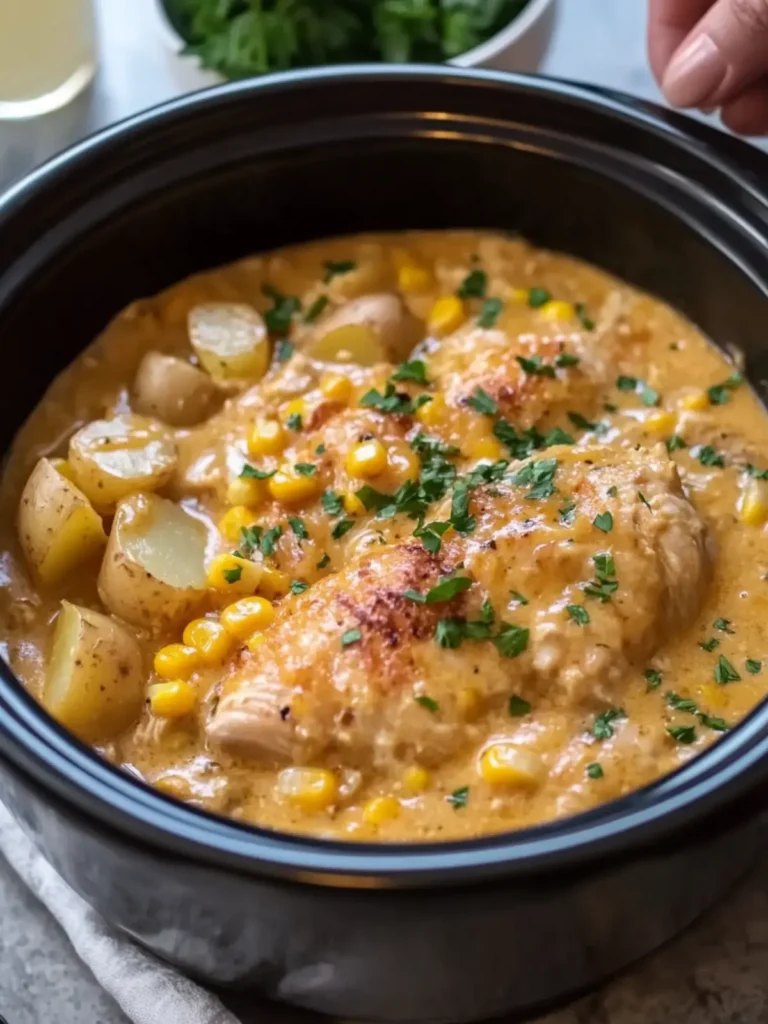 Crockpot Creamy Cheddar Chicken, Corn & Baby Potatoes Delight 3 Crockpot Creamy Cheddar Chicken, Corn & Baby Potatoes