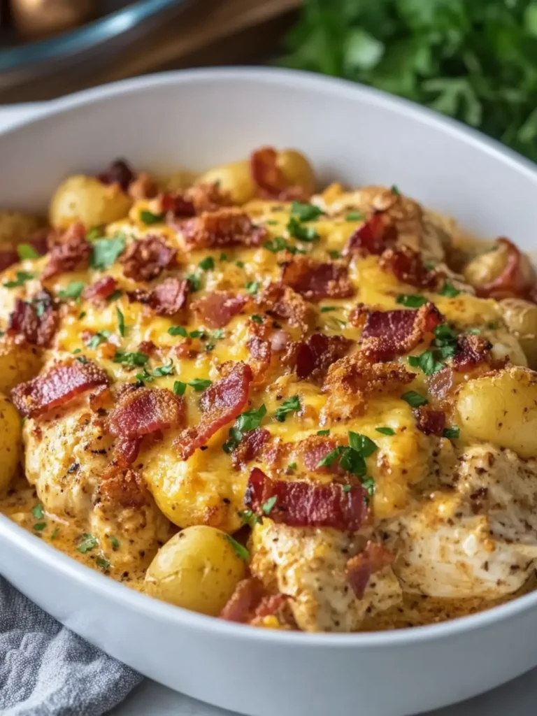Creamy Ranch Chicken with Baby Potatoes, Cheddar & Crispy Bacon