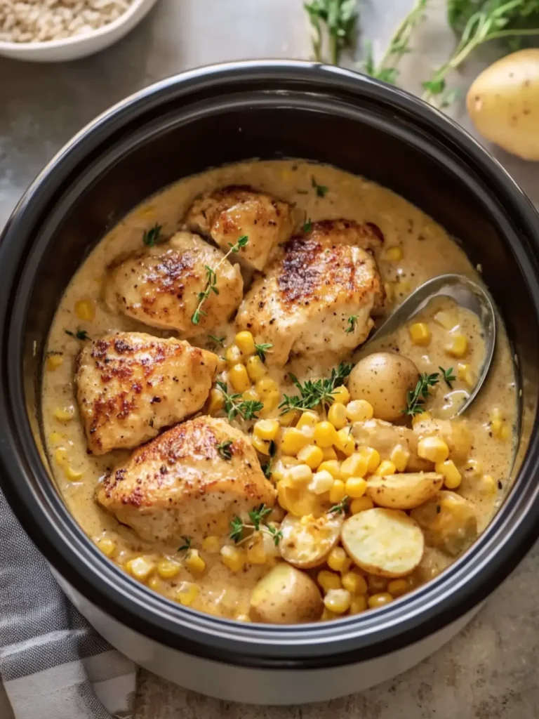 Crockpot Creamy Cheddar Chicken, Corn & Baby Potatoes Delight 4 Crockpot Creamy Cheddar Chicken, Corn & Baby Potatoes