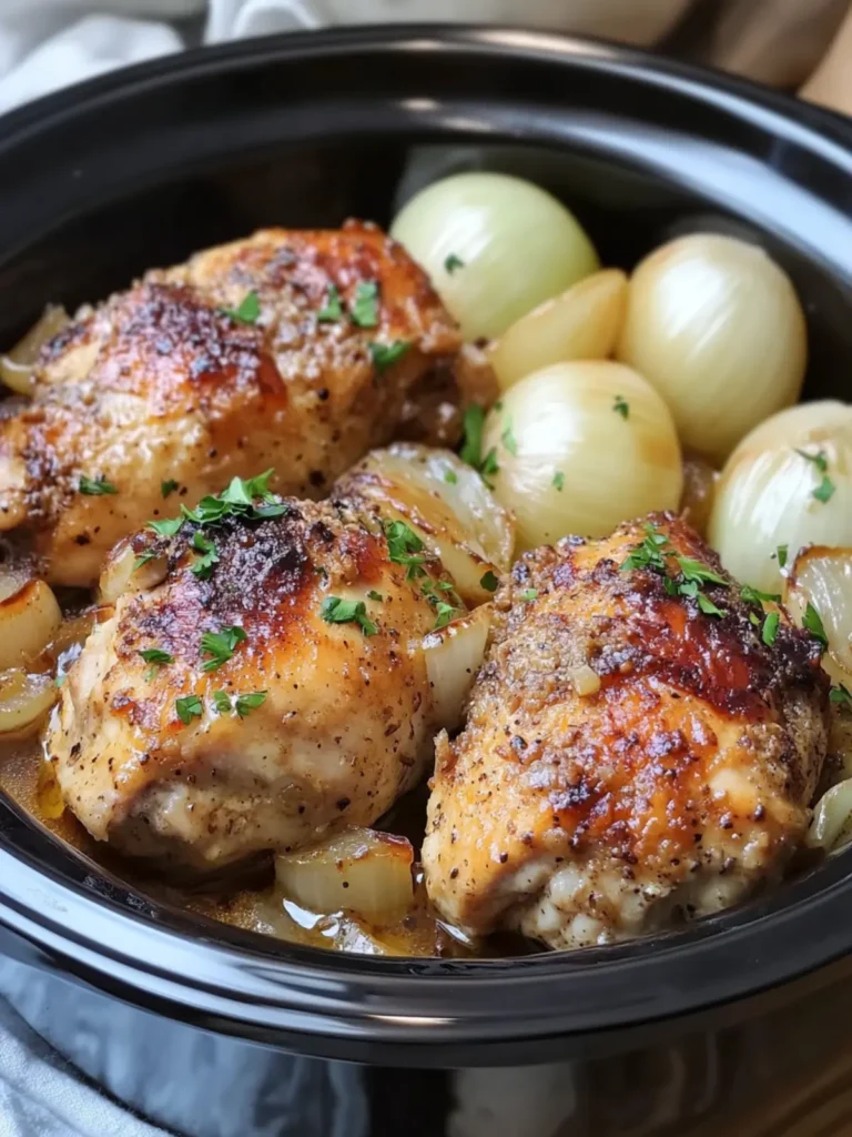 Crock Pot Buttery Onion Chicken with Potatoes & Asparagus Delight 3 Crock Pot Buttery Onion Chicken