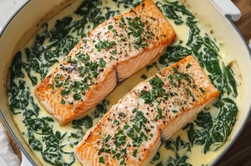 Creamy Boursin Salmon with Spinach