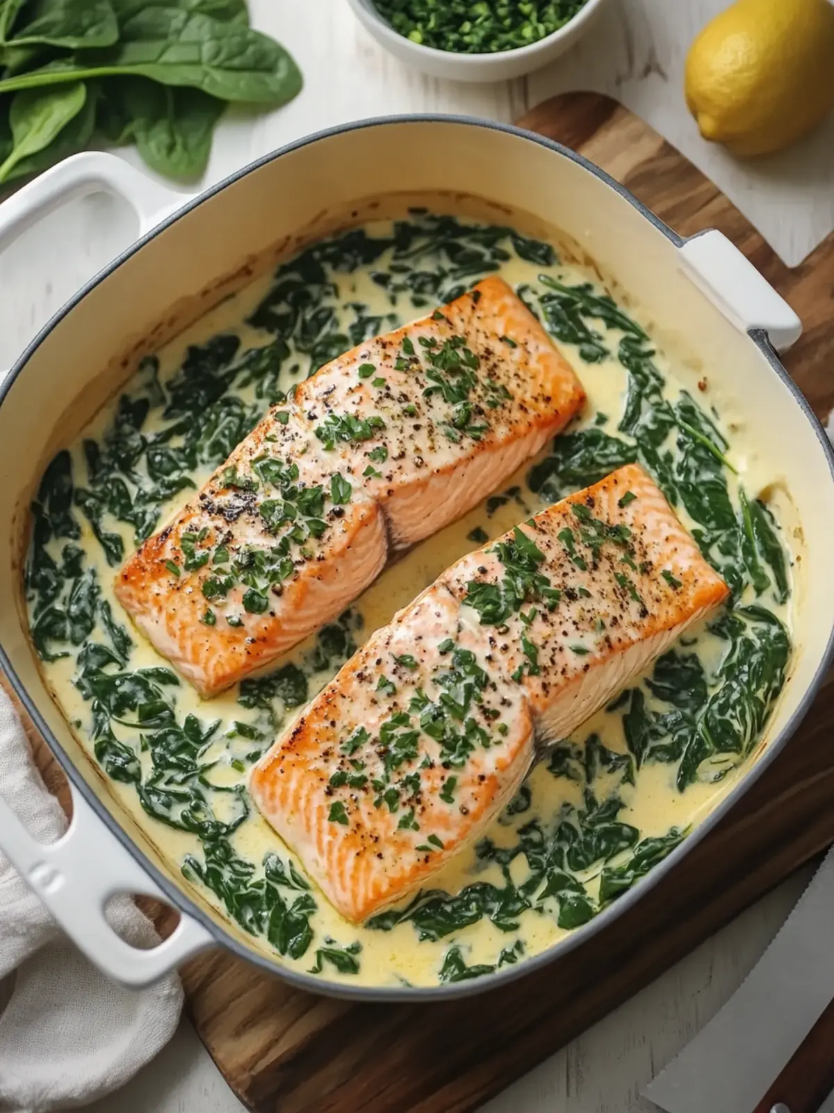 Creamy Boursin Salmon with Spinach