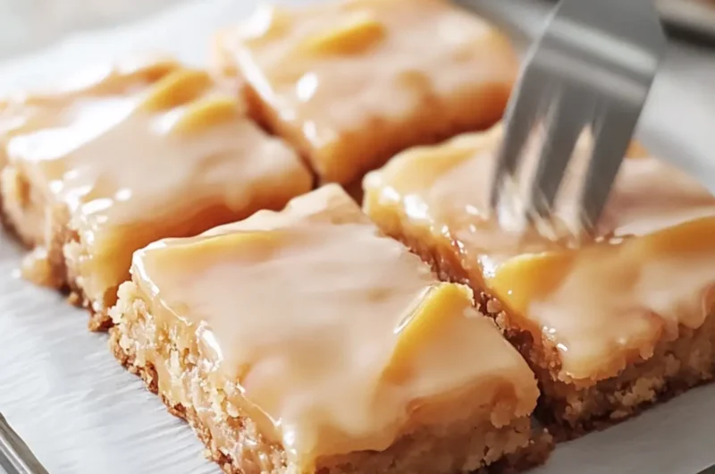 Peach Blondies with Fresh Peach Glaze