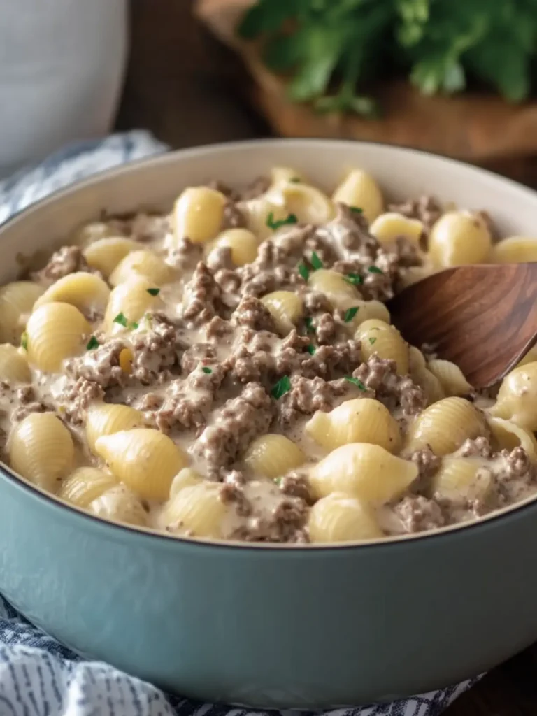 Crockpot Creamy Beef & Shells for Cozy Family Dinners 3 Crockpot Creamy Beef & Shells
