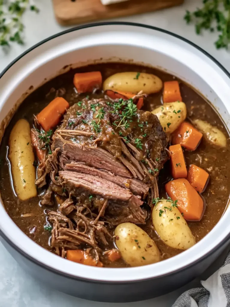Melt-in-Your-Mouth Slow Cooker Beef Pot Roast with Gravy 4 Slow Cooker Beef Pot Roast with Rich Gravy and Veggies
