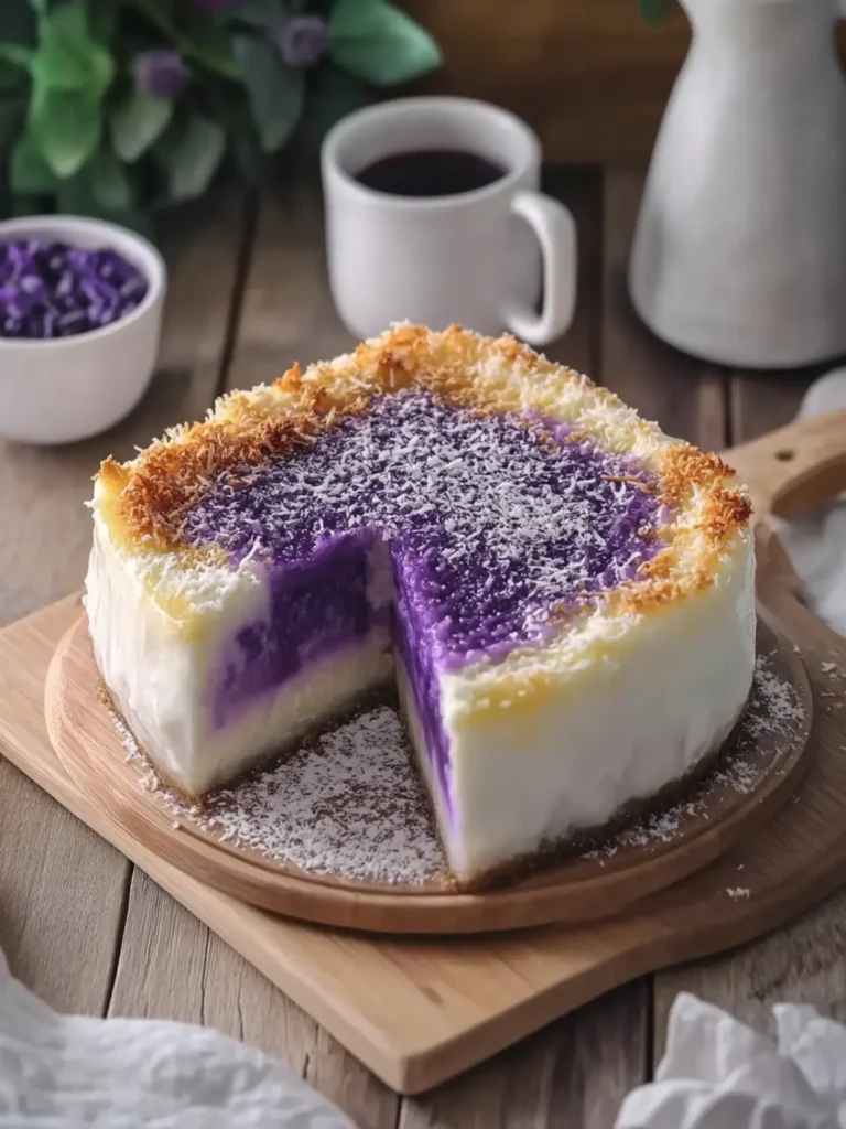 Delicious Filipino Inutak Ube Coconut Custard Cake Recipe 3 Filipino Inutak (Ube Coconut Custard Cake)