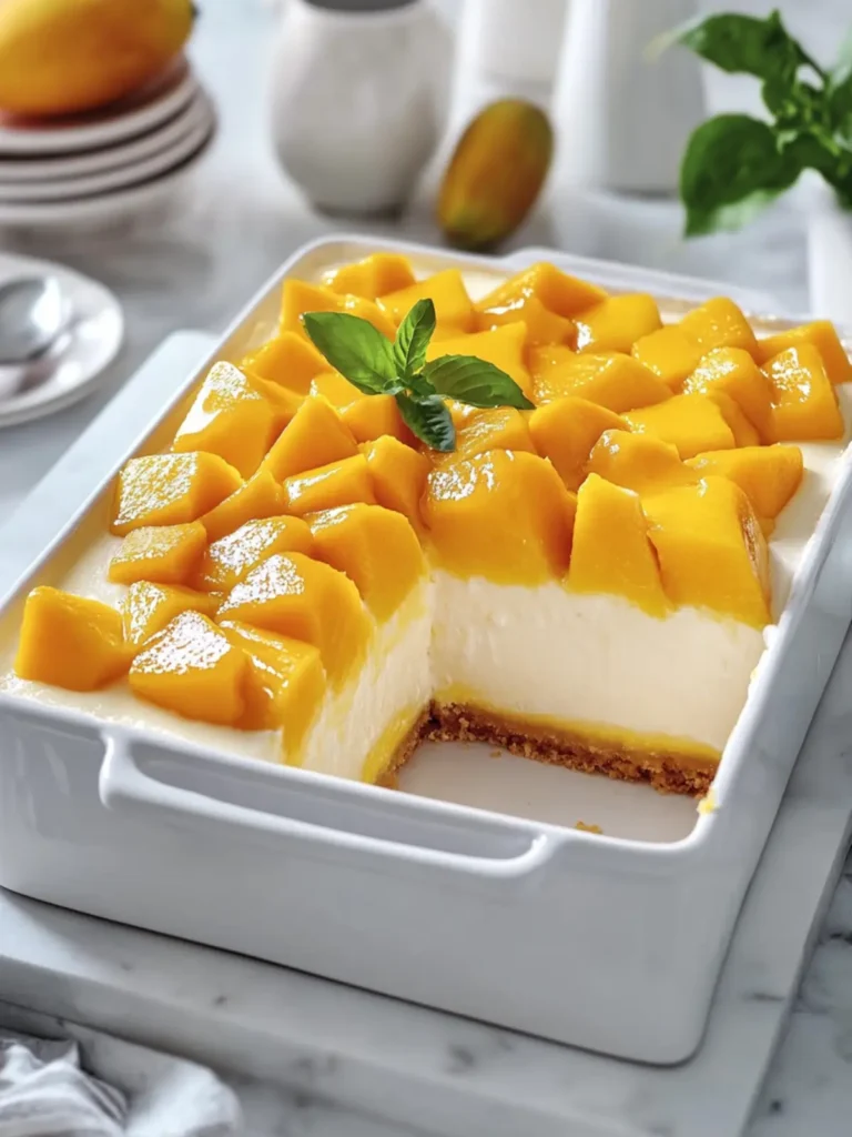 Divine Creamy Mango Cheesecake in a White Rectangular Casserole 4 Creamy Mango Cheesecake in a White Rectangular Casserole