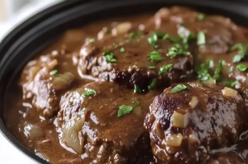 Slow Cooker 4-Ingredient Fall-Apart Salisbury Steak