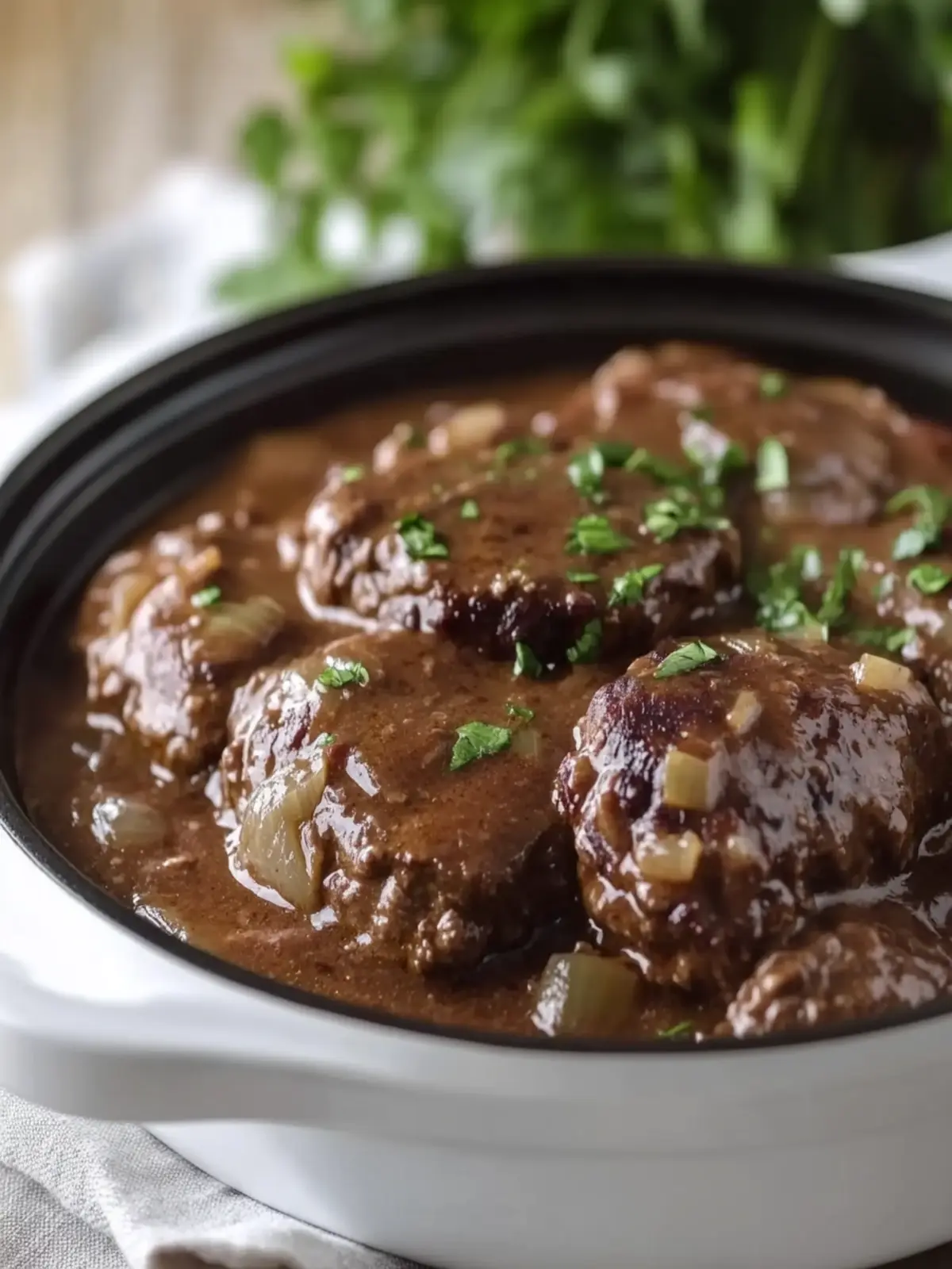 Slow Cooker 4-Ingredient Fall-Apart Salisbury Steak Bliss 5 Slow Cooker 4-Ingredient Fall-Apart Salisbury Steak