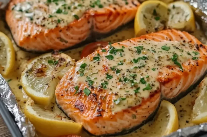 Creamy Garlic Herb Seafood Foil Packs – Easy Salmon Steaks Delight