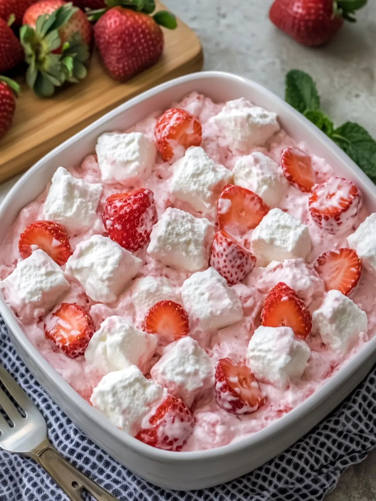 Delightful Strawberry Marshmallow Fluff Salad for Summer Fun 5 Strawberry Marshmallow Fluff Salad