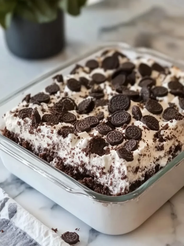 No-Bake Oreo Dirt Cake Casserole