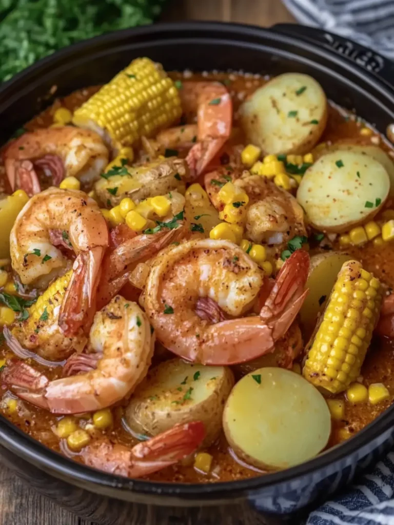 Savory Slow Cooker Garlic Butter Shrimp Boil with Corn & Potatoes 4 Slow Cooker Garlic Butter Shrimp Boil with Corn and Potatoes