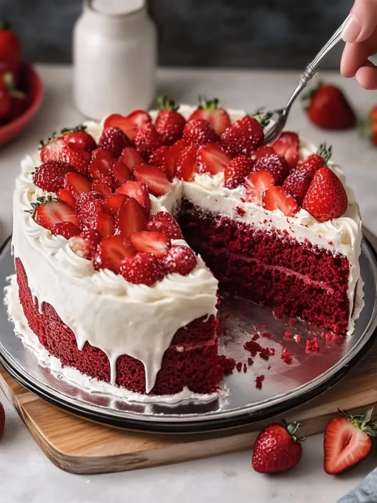Delicious Strawberry Red Velvet Cake for Sweet Celebrations 3 Strawberry Red Velvet Cake
