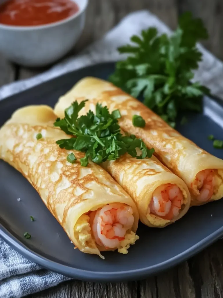 Spicy Shrimp Egg Crepe Rolls: Flavor-Packed Homemade Delight 2 Spicy Shrimp Egg Crepe Rolls