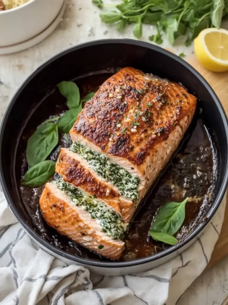 Delicious Stuffed Salmon with Spinach Dip for Dinner Delight 3 Stuffed Salmon with Spinach Dip