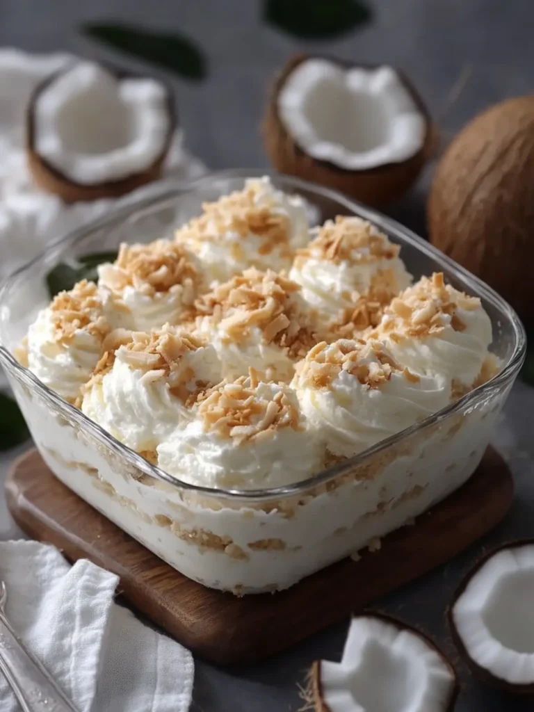 No-Bake Coconut Cream Dream Dessert: Slice into Paradise! 2 No-Bake Coconut Cream Dream Dessert